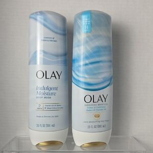 2 OLAY Indulgent Moisture Body Wash with Blue and White Design